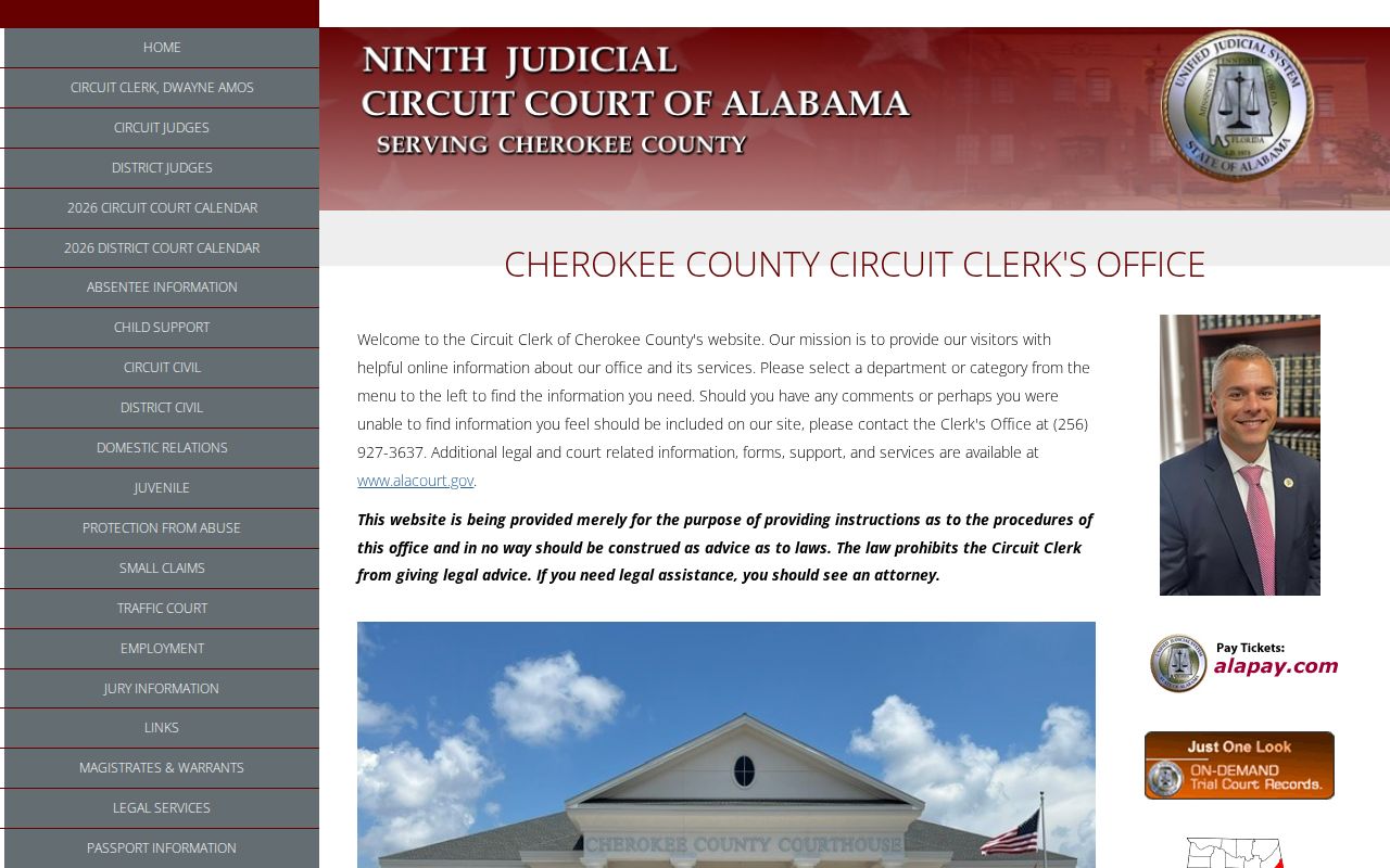 Cherokee County Circuit Clerk court records page