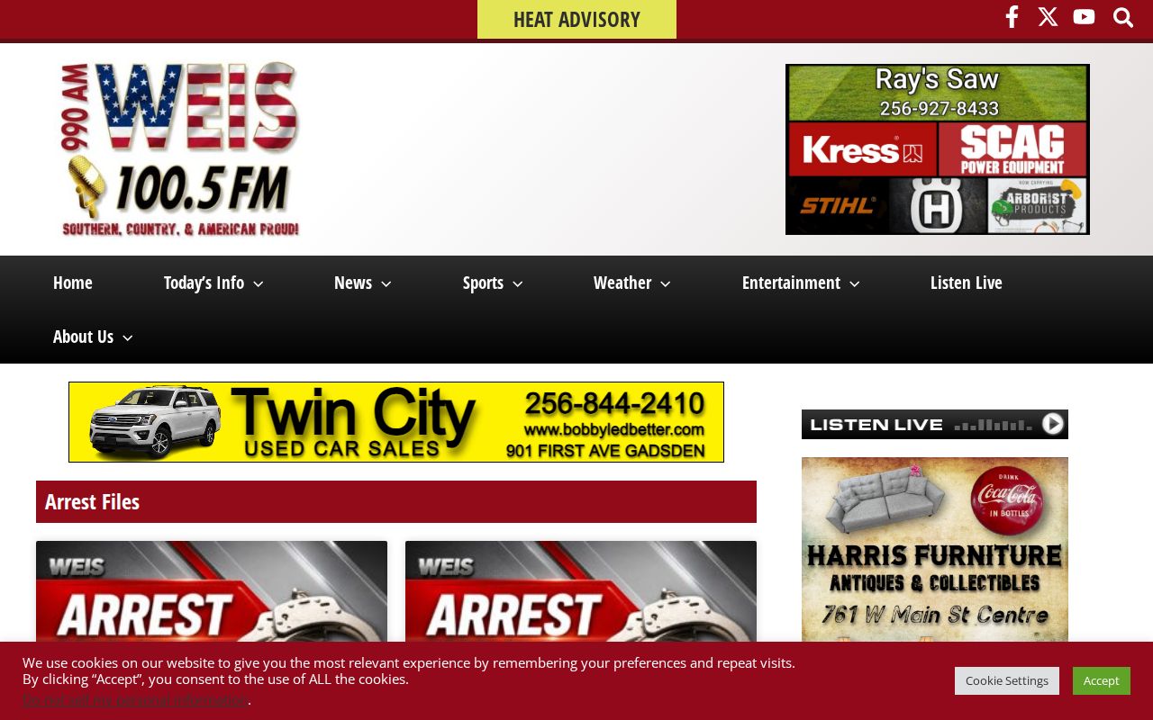 WEIS Radio Cherokee County arrest files archive