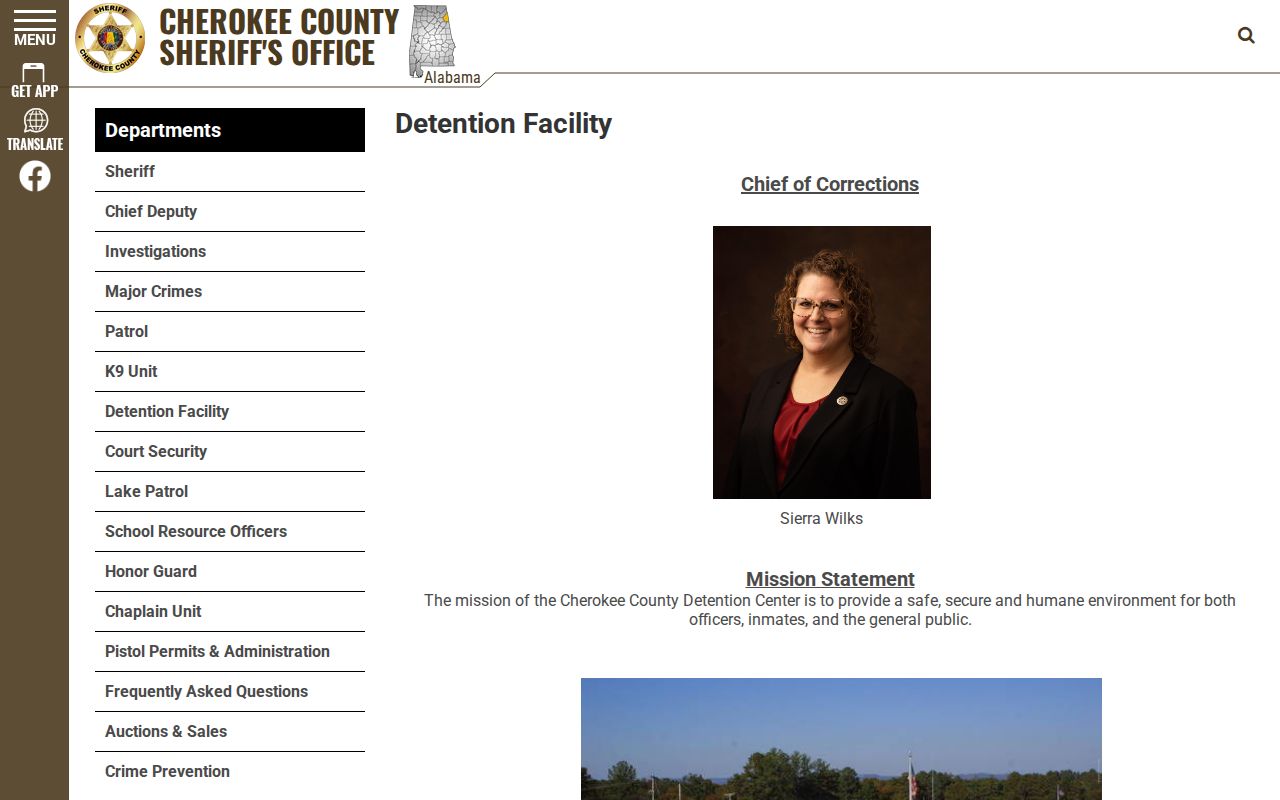 Cherokee County Detention Center facility information page