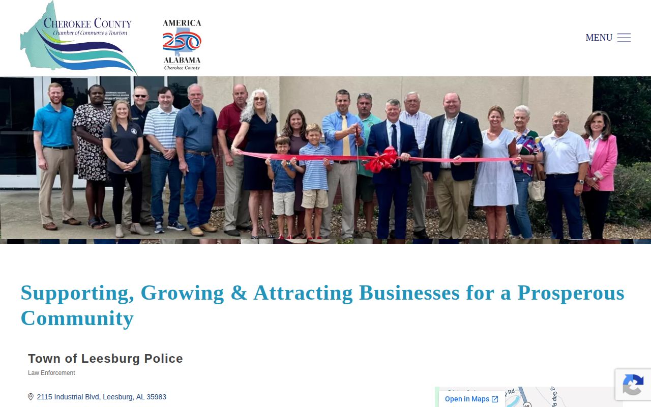 Cherokee Chamber listing for Town of Leesburg Police contact details